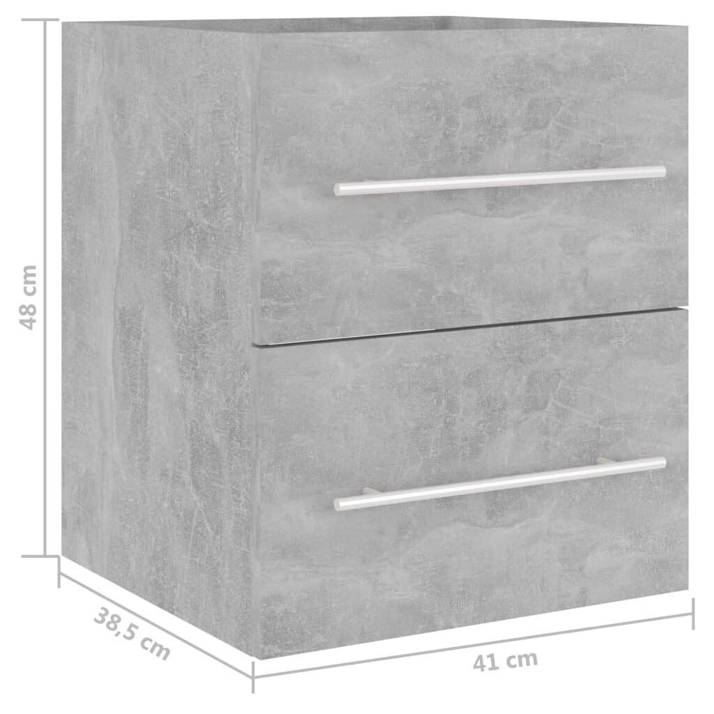 vidaXL izlietnes skapītis, betonpelēks, 41x38,5x48 cm, skaidu plāksne cena un informācija | Vannas istabas mēbeļu komplekti | 220.lv