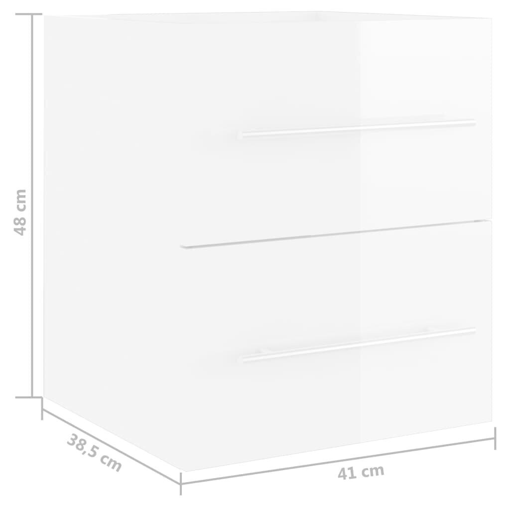 vidaXL izlietnes skapītis, spīdīgi balts, 41x38,5x48 cm, skaidu plātne cena un informācija | Vannas istabas mēbeļu komplekti | 220.lv