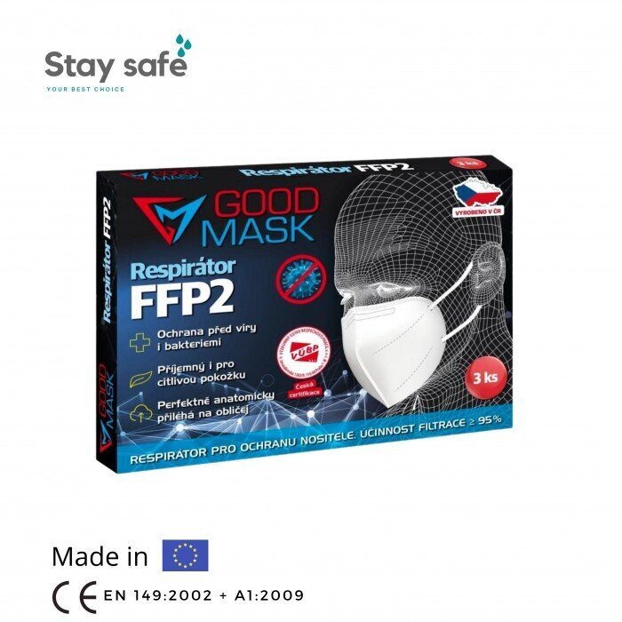 Respirators FFP2 GOOD MASK X 3 gab. cena un informācija | Pirmā palīdzība | 220.lv