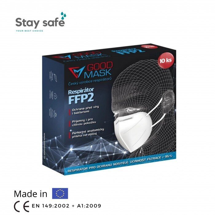 Respirators FFP2 GOOD MASK X 10 gab., melns cena un informācija | Pirmā palīdzība | 220.lv