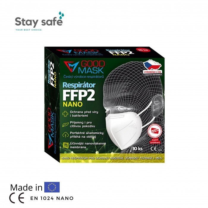 Nano respirators, FFP2 GOODMASK GM2 NANO - 10 gab. cena un informācija | Pirmā palīdzība | 220.lv