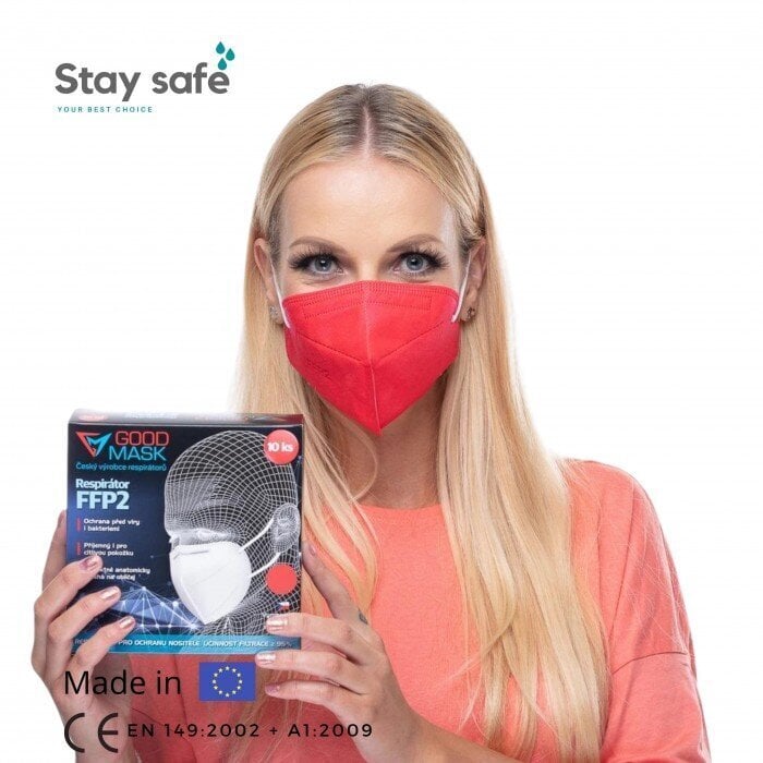 Respirators, FFP2 GOOD MASK GM2 - 10 gab., sarkanas krāsas цена и информация | Pirmā palīdzība | 220.lv