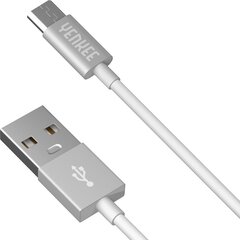 YENKEE, 2.0 USB A - micro USB (USB B), 480 Мбит/с, 2.1А, 2м, алюминиевый корпус, белый/черный цена и информация | Кабели для телефонов | 220.lv