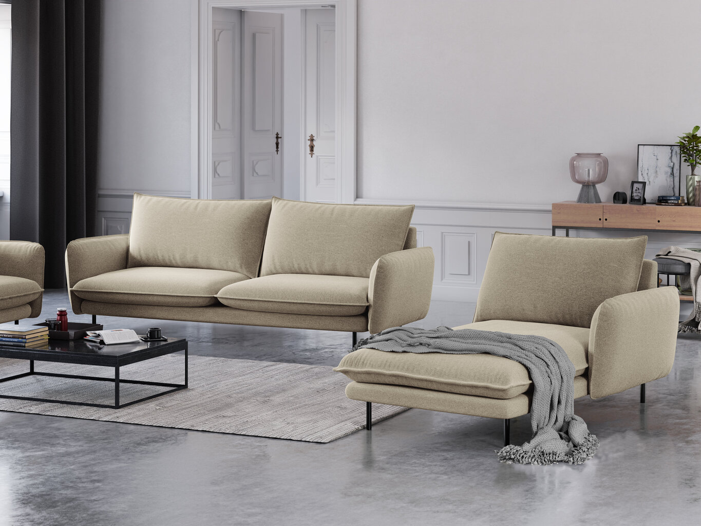 Mīksto mēbeļu komplekts Cosmopolitan Design Vienna, smilškrāsas cena un informācija | Dīvānu komplekti | 220.lv