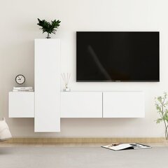 vidaXL 3-daļīgs TV skapīšu komplekts, balts, skaidu plāksne cena un informācija | TV galdiņi | 220.lv