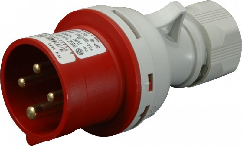3-fāzu kontaktdakša 32A 380V IP44 IVN3243 cena un informācija | Elektrības slēdži, rozetes | 220.lv