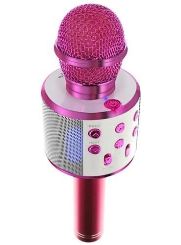 Goodbuy karaoke mikrofons ar iebūvētu Bluetooth skaļruni / 3W / aux / balss modulators / USB / Micro SD rozā cena un informācija | Mikrofoni | 220.lv