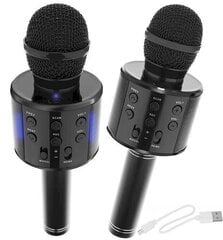 Goodbuy karaoke mikrofons ar iebūvētu Bluetooth skaļruni / 3W / aux / balss modulators / USB / Micro SD melns cena un informācija | Mikrofoni | 220.lv