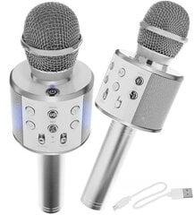 Goodbuy микрофон для караоке со встроенным динамиком bluetooth / 3 Вт / aux / голосовой модулятор / USB / Micro SD серебряный цена и информация | Микрофоны | 220.lv
