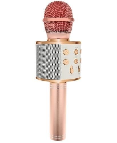 Goodbuy karaoke mikrofons ar iebūvētu Bluetooth skaļruni / 3W / aux / balss modulators / USB / Micro SD gaiši rozā cena un informācija | Mikrofoni | 220.lv