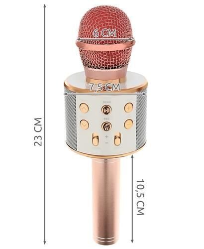 Goodbuy karaoke mikrofons ar iebūvētu Bluetooth skaļruni / 3W / aux / balss modulators / USB / Micro SD gaiši rozā cena un informācija | Mikrofoni | 220.lv