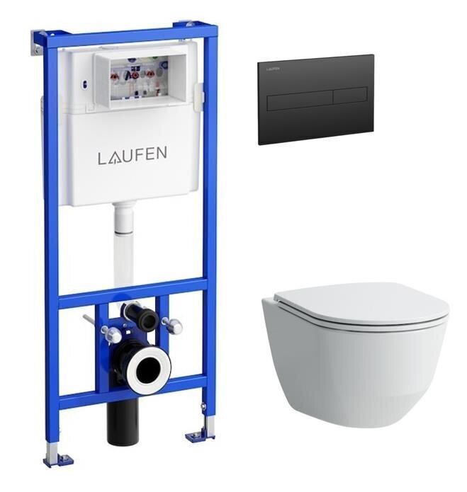 WC komplekts Laufen Pro + LIS CW1 + Slim lēnas aizvēršanas vāks + melna matēta poga cena un informācija | Tualetes podi | 220.lv