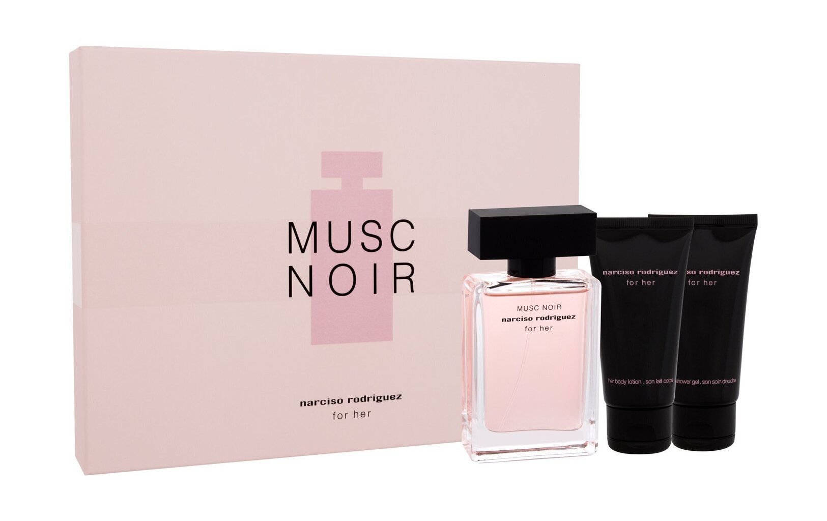 Komplekts Narciso Rodriguez For Her Musc Noir sievietēm: parfimērijas ūdens EDP 50 ml + dušas želeja 50 ml + ķermeņa losjons 50 ml cena un informācija | Sieviešu smaržas | 220.lv