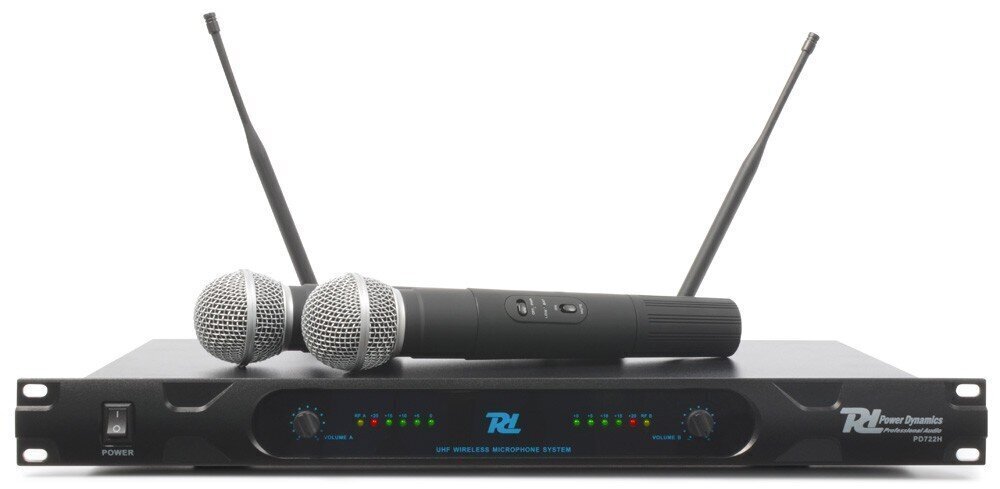 Power Dynamics PD722H 2-kanālu UHF bezvadu mikrofonu sistēma ar cena un informācija | Mikrofoni | 220.lv