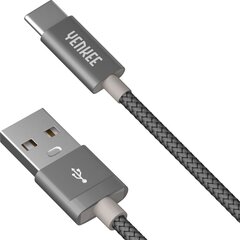 Pīts kabelis YENKEE, 2.0 USB A - USB C, 480 Mbps, 3A, 1 m, alumīnija korpuss, pelēks cena un informācija | Savienotājkabeļi | 220.lv