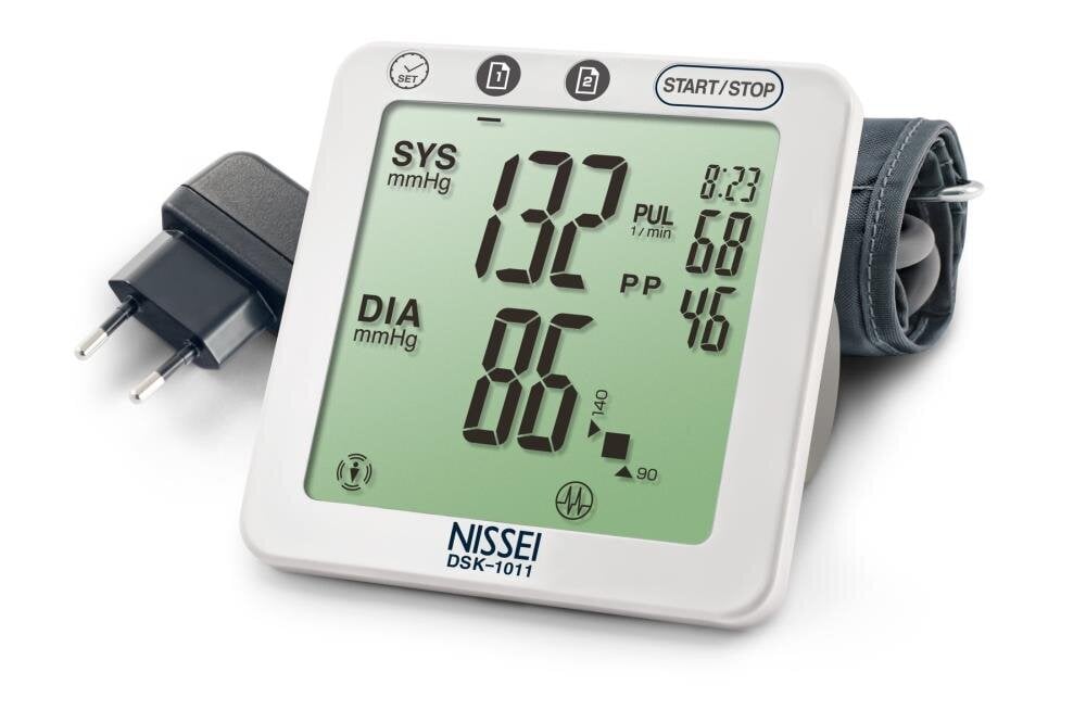 NISSEI tonometrs DSK-1011, automāts, ar adapteri (PVN 21%) cena un informācija | Asinsspiediena mērītāji | 220.lv