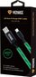 Izgaismots (LED) kabelis YENKEE, 2.0 USB A - USB-C, 480 Mbps, 5V/3A, 15W, 1 m, zaļš cena un informācija | Savienotājkabeļi | 220.lv