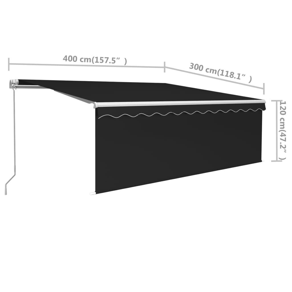 Manuāla izvelkama markīze ar žalūziju vidaXL, 4x3 m, antracītpelēka цена и информация | Saulessargi, markīzes un statīvi | 220.lv