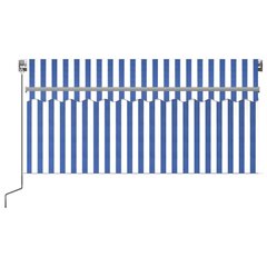 Manuāla izvelkama markīze ar žalūziju vidaXL, 3x2,5 m, zili balta цена и информация | Зонты, маркизы, стойки | 220.lv