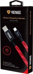 Izgaismots (LED) kabelis YENKEE, 2.0 USB A - micro USB (USB B), 480 Mbps, 5V/2.1A, 1m, sarkans cena un informācija | Kabeļi un vadi | 220.lv