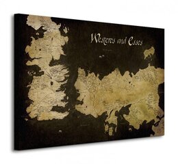 Troņu spēle — Troņu spēle (Vesterosas un Esosas antīkā karte) — audekla glezna 80x60 cm cena un informācija | Gleznas | 220.lv
