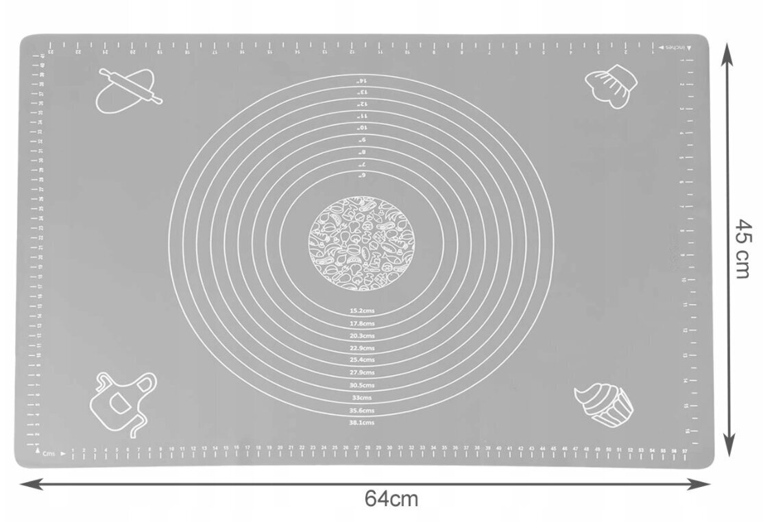 Silikona paklājs mīklas mīcīšanai un cepšanai XXL, 45x64 cm cena un informācija | Virtuves piederumi | 220.lv