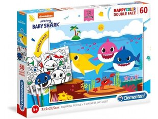 Divpusēja puzle Clementoni Baby Shark, 60 d. cena un informācija | Puzles, 3D puzles | 220.lv