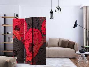 3-daļīgs aizslietnis - Pleated poppies [Room Dividers] cena un informācija | Aizslietņi | 220.lv