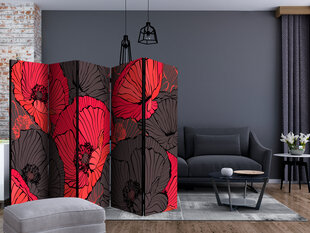 5-daļīgs aizslietnis - Pleated poppies II [Room Dividers] cena un informācija | Aizslietņi | 220.lv