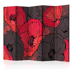 5-daļīgs aizslietnis - Pleated poppies II [Room Dividers] cena un informācija | Aizslietņi | 220.lv