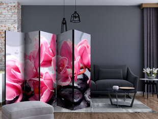 5-daļīgs aizslietnis - Orchid flowers with zen stones II [Room Dividers] cena un informācija | Aizslietņi | 220.lv