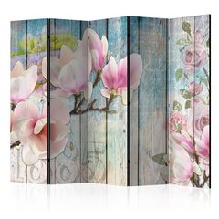 Ширма Pink Flowers on Wood цена и информация | Мобильные стенки | 220.lv