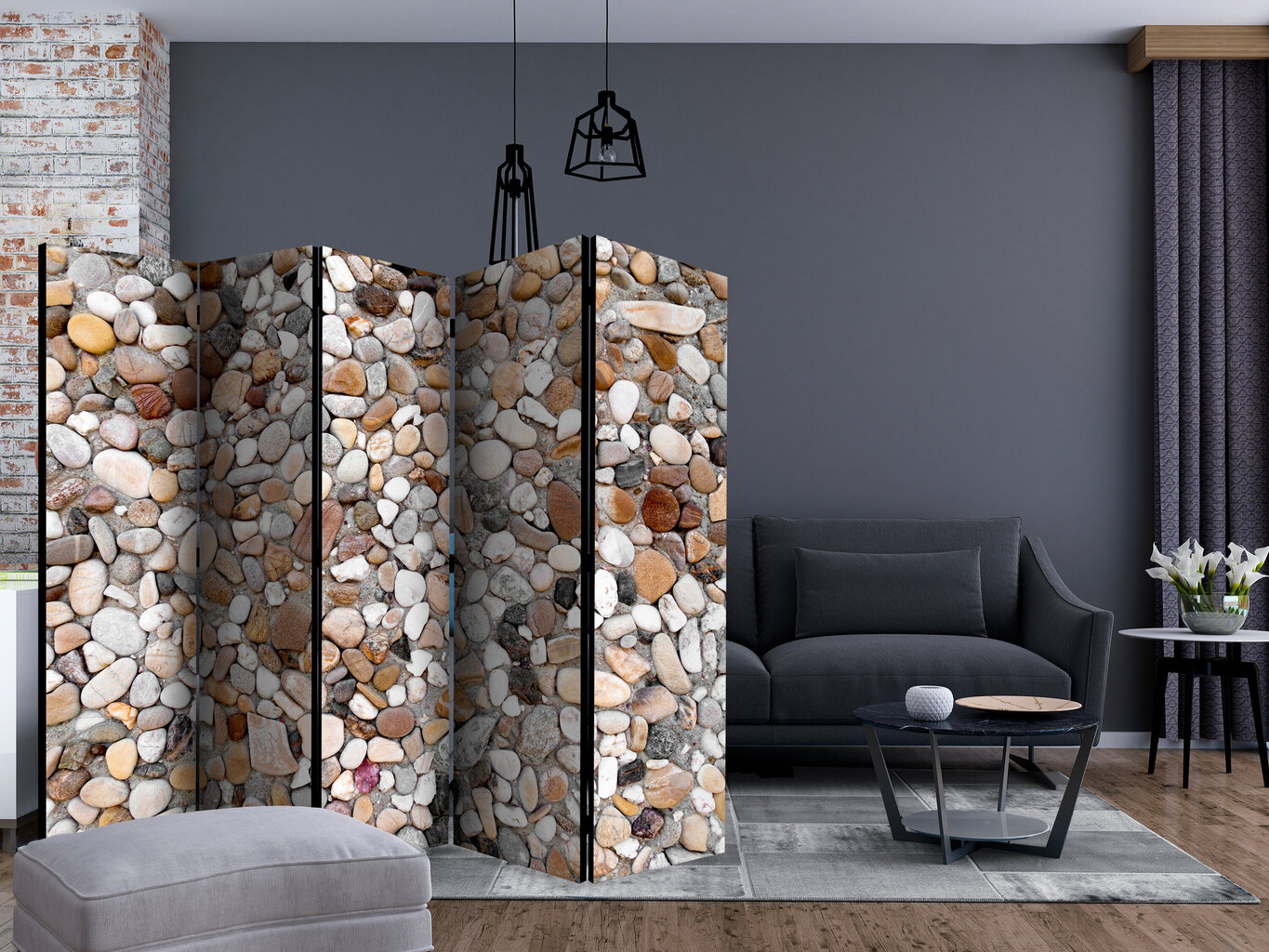 5-daļīgs aizslietnis - Stone Beach II [Room Dividers] cena un informācija | Aizslietņi | 220.lv