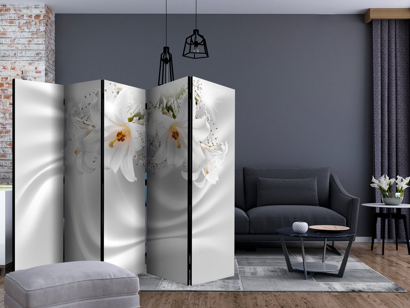 5-daļīgs aizslietnis - Royal Whiteness II [Room Dividers] cena un informācija | Aizslietņi | 220.lv