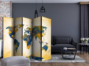 5-daļīgs aizslietnis - Map of the World - Sun and sky II [Room Dividers] cena un informācija | Aizslietņi | 220.lv