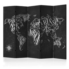 5-daļīgs aizslietnis - Retro Continents (Black) II [Room Dividers] cena un informācija | Aizslietņi | 220.lv