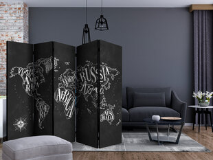 5-daļīgs aizslietnis - Retro Continents (Black) II [Room Dividers] cena un informācija | Aizslietņi | 220.lv