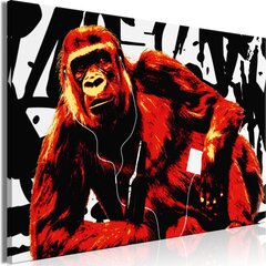 Glezna - Pop Art Monkey (1 Part) Narrow Red cena un informācija | Gleznas | 220.lv