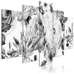 Glezna - Rose Composition (5 Parts) Wide Black and White cena un informācija | Gleznas | 220.lv