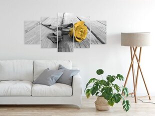 Glezna - Rose on Wood (5 Parts) Wide Yellow cena un informācija | Gleznas | 220.lv