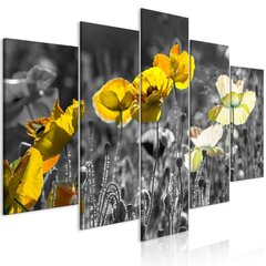 Glezna - Yellow Poppies (5 Parts) Wide cena un informācija | Gleznas | 220.lv