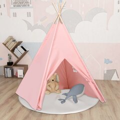 vidaXL bērnu telts ar somu, vigvama forma, rozā, 120x120x150 cm cena un informācija | Bērnu rotaļu laukumi, mājiņas | 220.lv