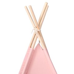 vidaXL bērnu telts ar somu, vigvama forma, rozā, 120x120x150 cm cena un informācija | Bērnu rotaļu laukumi, mājiņas | 220.lv