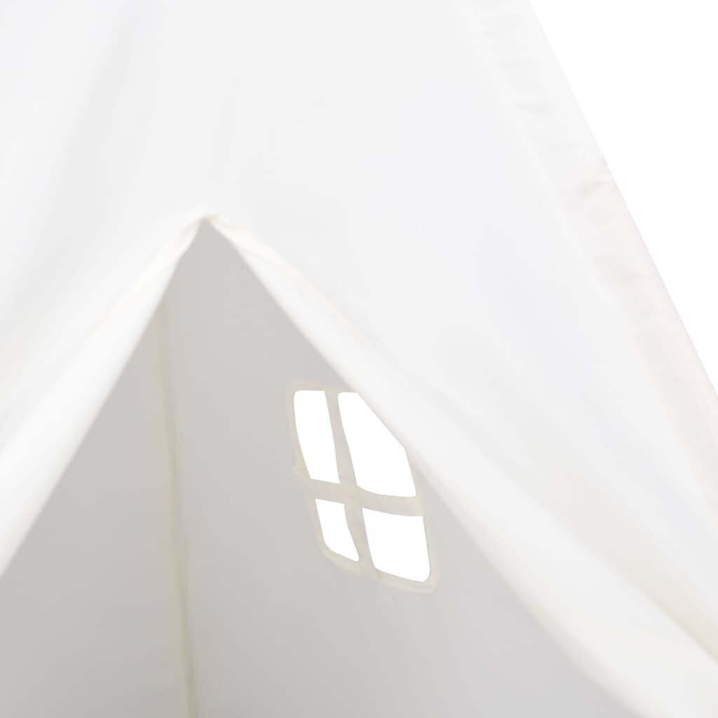 vidaXL bērnu telts ar somu, vigvama forma, balta, 120x120x150 cm цена и информация | Bērnu rotaļu laukumi, mājiņas | 220.lv