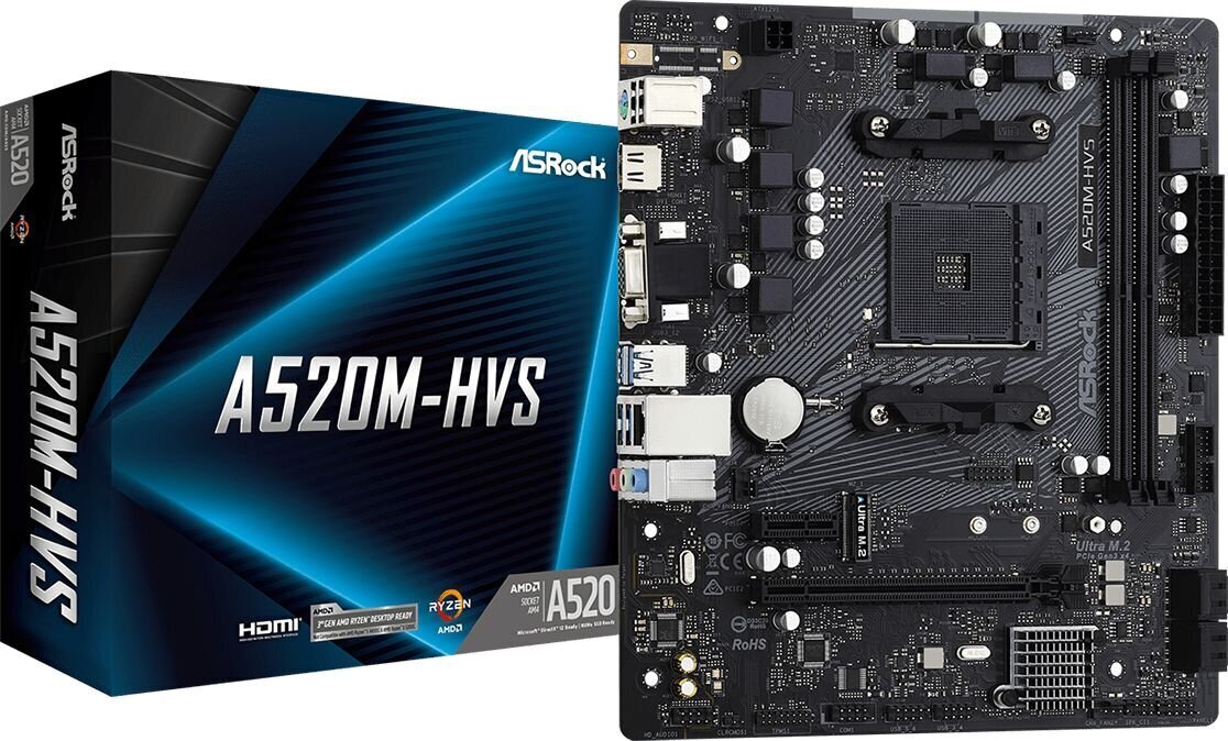 ASRock A520M-HVS cena un informācija | Mātesplates | 220.lv