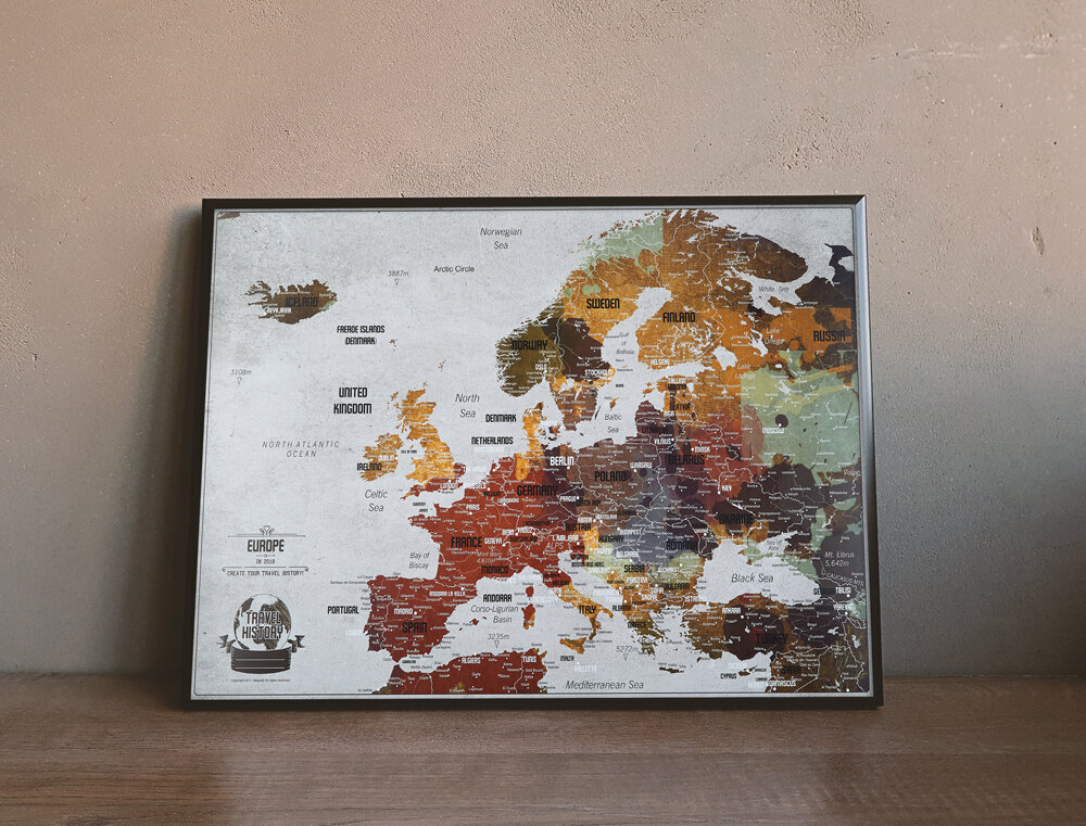 Eiropas karte ar piespraudēm 59,5 x 42 cm цена и информация | Pasaules kartes | 220.lv