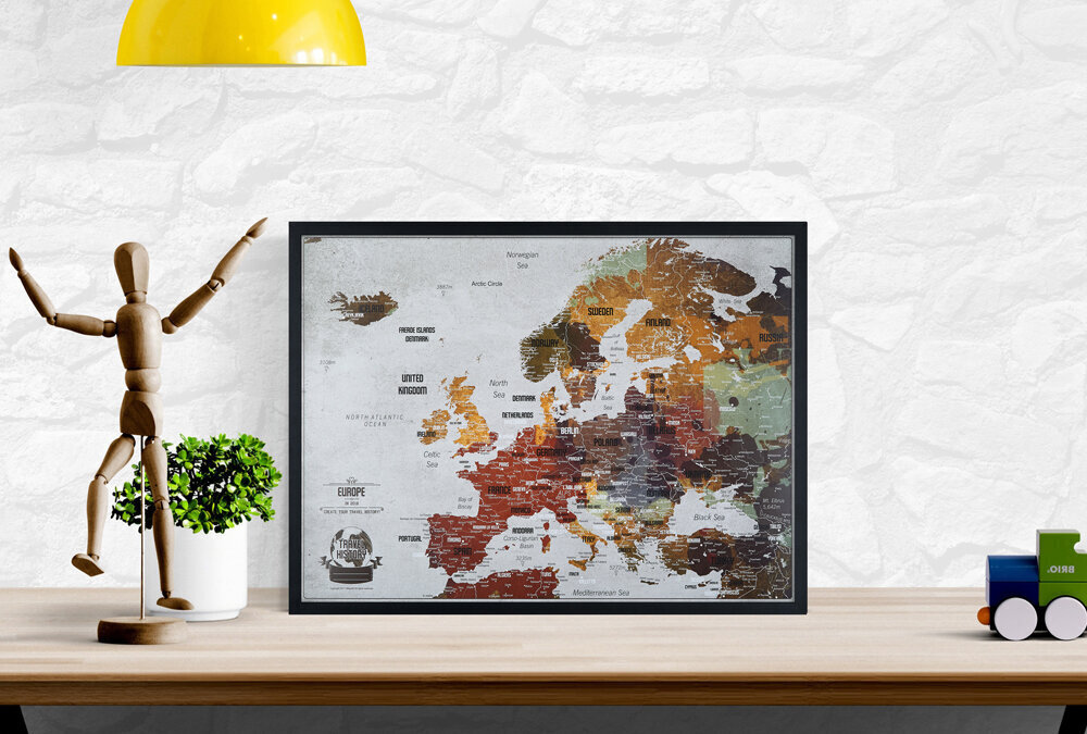 Eiropas karte ar piespraudēm 42 x 29,7 cm цена и информация | Pasaules kartes | 220.lv