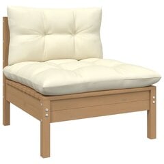 vidaXL dārza vidējais dīvāns ar matračiem, medus brūns priedes koks cena un informācija | Dārza krēsli | 220.lv