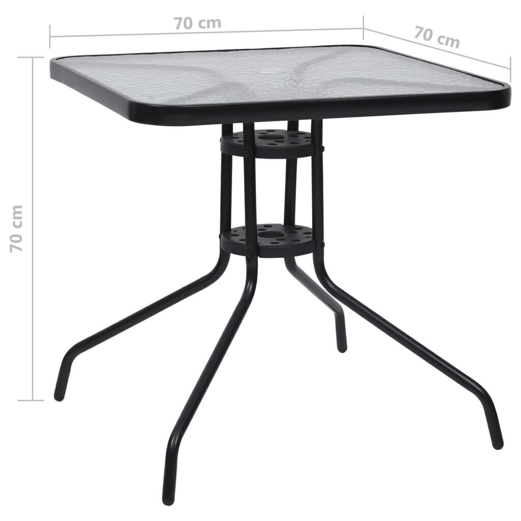 vidaXL dārza galds, 70x70x70 cm, melns, tērauds cena un informācija | Dārza galdi | 220.lv