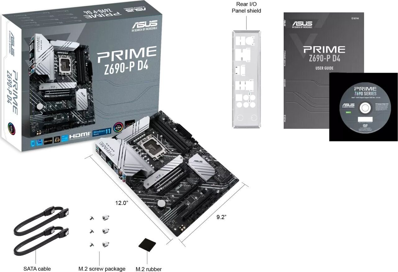 Mainboard|ASUS|Intel Z690 Express|LGA1700|ATX|Memory DDR4|Memory slots 4|1xPCI-Express 3.0 1x|2xPCI-Express 3.0 4x|1xPCI-Express 4.0 4x |1xPCI-Express цена и информация | Mātesplates | 220.lv